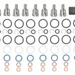 TrackTech Set of 8 High-Pressure Oil Rail Ball Tube Kit + Injector O-Rings for 03-10 6.0L Powerstroke